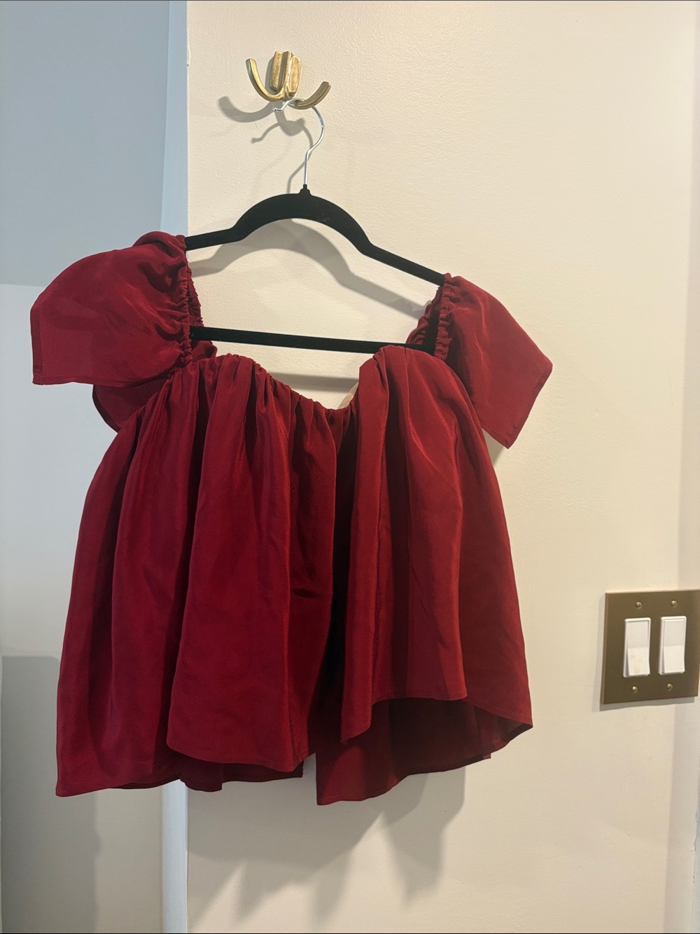 Stone Cold Fox Red Off-Shoulder Puff Sleeve Blouse
